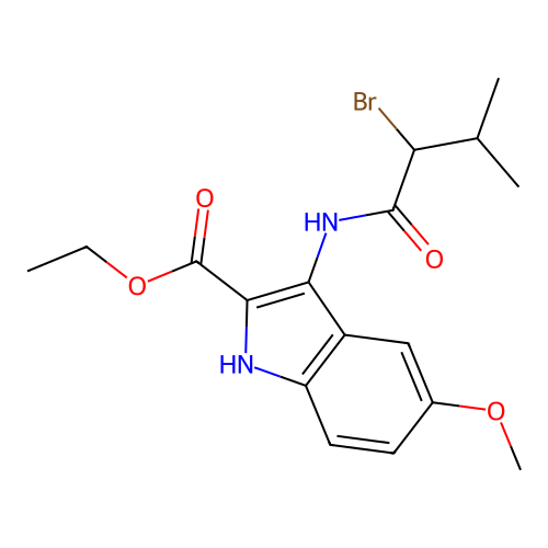 ethyl 3-[(2-bromo-3-methylbutanoyl)amino]-5-methoxy-1H-indole-2-carboxylate structure