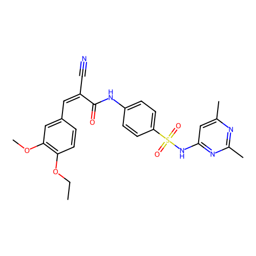 (2Z)-2-cyano-N-{4-[(2,6-dimethylpyrimidin-4-yl)sulfamoyl]phenyl}-3-(4-ethoxy-3-methoxyphenyl)prop-2-enamide structure