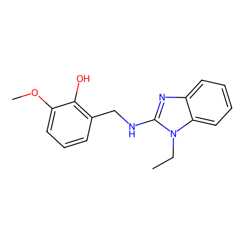 2-{[(1-ethyl-1H-benzimidazol-2-yl)amino]methyl}-6-methoxyphenol structure