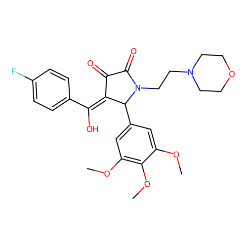 (4E)-4-[(4-fluorophenyl)-hydroxymethylidene]-1-(2-morpholin-4-ylethyl)-5-(3,4,5-trimethoxyphenyl)pyrrolidine-2,3-dione structure
