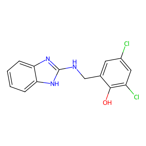 2-[(1H-benzimidazol-2-ylamino)methyl]-4,6-dichlorophenol structure