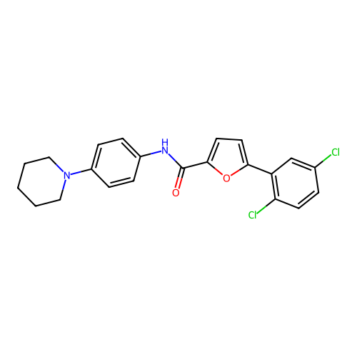 5-(2,5-dichlorophenyl)-N-(4-(piperidin-1-yl)phenyl)furan-2-carboxamide structure