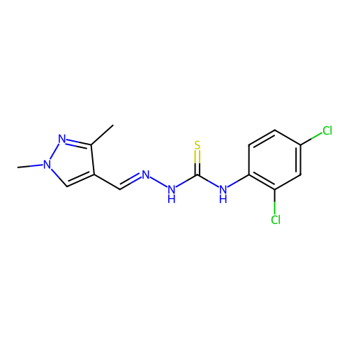 1-(2,4-dichlorophenyl)-3-[(E)-(1,3-dimethylpyrazol-4-yl)methylideneamino]thiourea structure