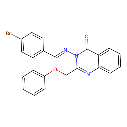 3-{[(E)-(4-bromophenyl)methylidene]amino}-2-(phenoxymethyl)quinazolin-4(3H)-one structure