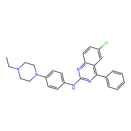 6-chloro-N-[4-(4-ethylpiperazin-1-yl)phenyl]-4-phenylquinazolin-2-amine structure