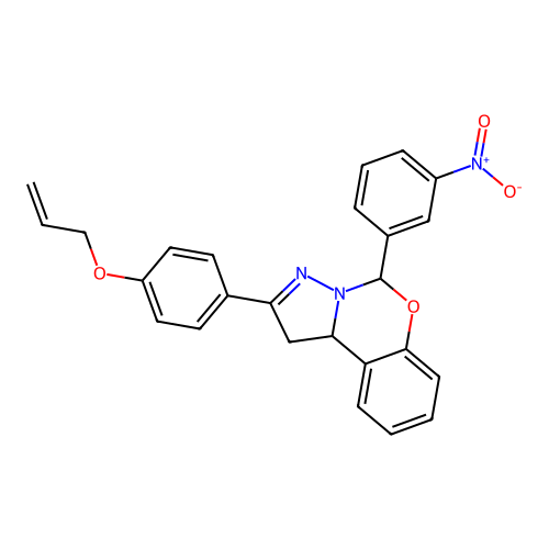 1-[6-(3-nitrophenyl)(6H,10aH-benzo[e]2-pyrazolino[1,5-c]1,3-oxazin-9-yl)]-4-pr op-2-enyloxybenzene structure