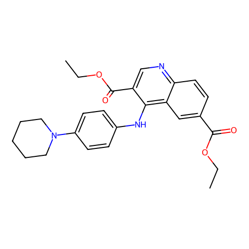 Ethyl 6-(ethoxycarbonyl)-4-[(4-piperidylphenyl)amino]quinoline-3-carboxylate structure