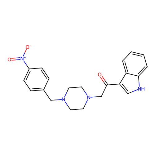1-(1H-indol-3-yl)-2-(4-(4-nitrobenzyl)piperazin-1-yl)ethanone structure