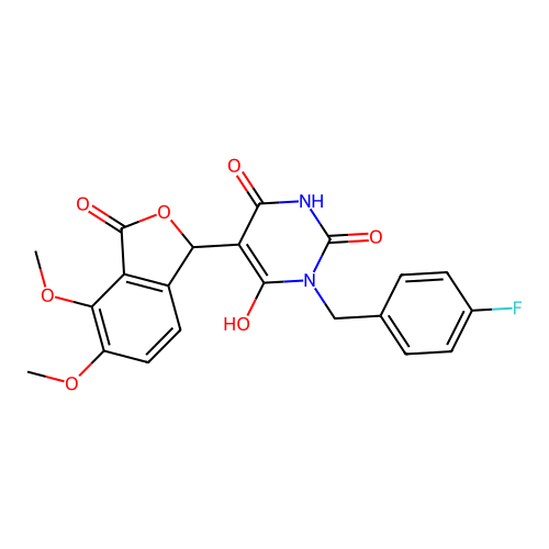 5-(4,5-dimethoxy-3-oxo-1,3-dihydro-2-benzofuran-1-yl)-1-(4-fluorobenzyl)-6-hydroxypyrimidine-2,4(1H,3H)-dione structure