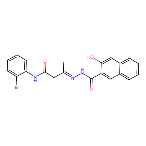 (3E)-N-(2-bromophenyl)-3-{2-[(3-hydroxynaphthalen-2-yl)carbonyl]hydrazinylidene}butanamide structure