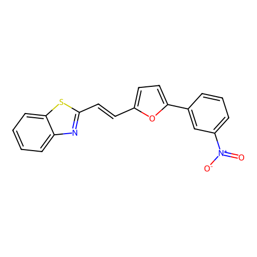 2-[(E)-2-[5-(3-nitrophenyl)furan-2-yl]ethenyl]-1,3-benzothiazole structure