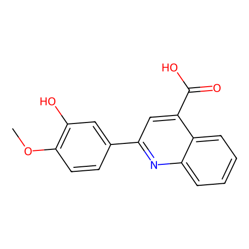2-(3-Hydroxy-4-methoxyphenyl)quinoline-4-carboxylic acid structure