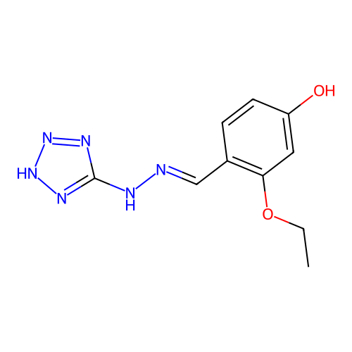 3-ethoxy-4-[(2H-tetrazol-5-ylhydrazinylidene)methyl]phenol structure