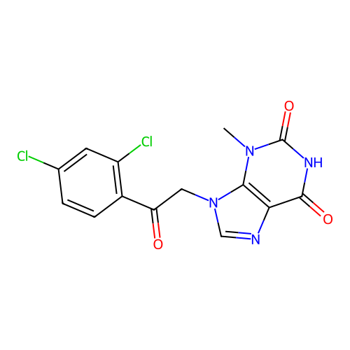9-[2-(2,4-dichlorophenyl)-2-oxoethyl]-3-methyl-3,9-dihydro-1H-purine-2,6-dione structure