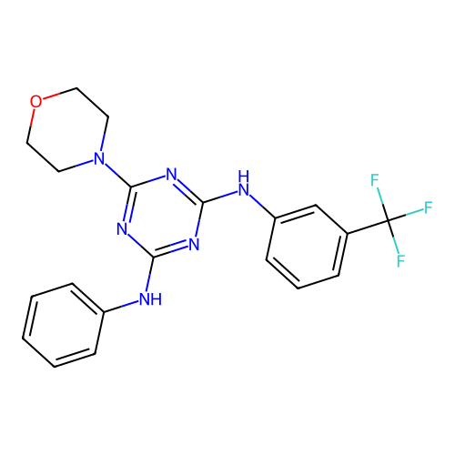 6-morpholino-N2-phenyl-N4-(3-(trifluoromethyl)phenyl)-1,3,5-triazine-2,4-diamine structure
