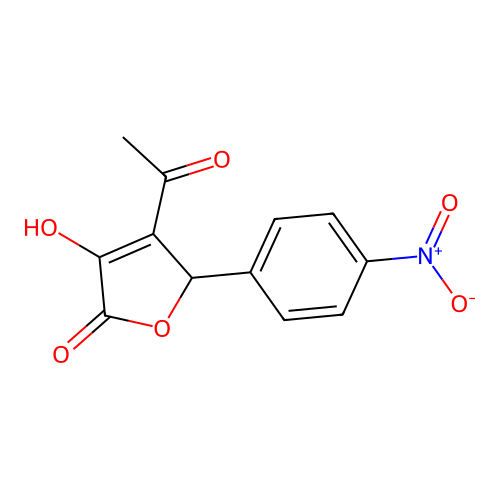 4-acetyl-3-hydroxy-5-(4-nitrophenyl)furan-2(5H)-one structure