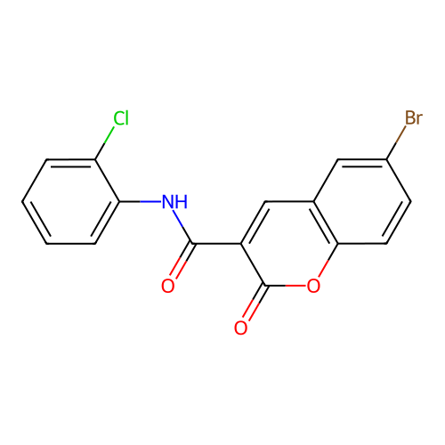 6-bromo-N-(2-chlorophenyl)-2-oxo-2H-chromene-3-carboxamide structure