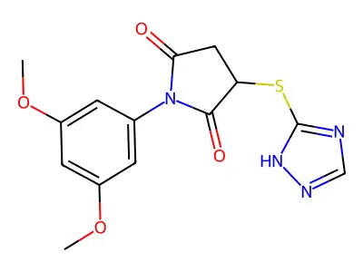 1-(3,5-dimethoxyphenyl)-3-(4H-1,2,4-triazol-3-ylsulfanyl)pyrrolidine-2,5-dione structure