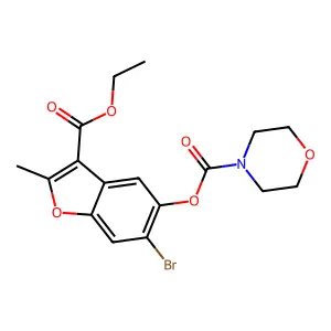 6-Bromo-3-(ethoxycarbonyl)-2-methyl-1-benzofuran-5-yl morpholine-4-carboxylate structure
