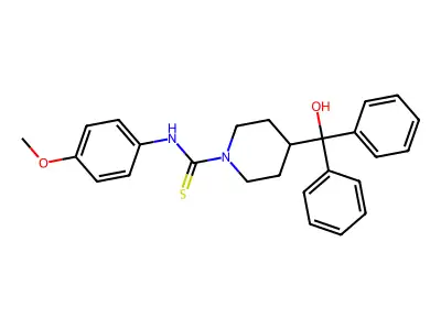 4-[hydroxy(diphenyl)methyl]-N-(4-methoxyphenyl)piperidine-1-carbothioamide structure