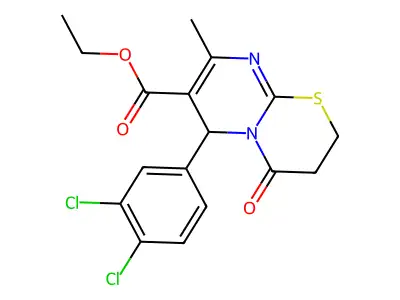 ethyl 6-(3,4-dichlorophenyl)-8-methyl-4-oxo-3,4-dihydro-2H,6H-pyrimido[2,1-b][1,3]thiazine-7-carboxylate structure
