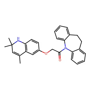 1-(5,6-dihydrobenzo[b][1]benzazepin-11-yl)-2-[(2,2,4-trimethyl-1H-quinolin-6-yl)oxy]ethanone structure