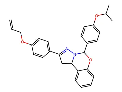 5-[4-(propan-2-yloxy)phenyl]-2-[4-(prop-2-en-1-yloxy)phenyl]-1,10b-dihydropyrazolo[1,5-c][1,3]benzoxazine structure