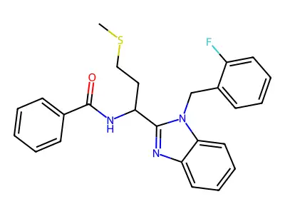 N-{1-[1-(2-fluorobenzyl)-1H-benzimidazol-2-yl]-3-(methylsulfanyl)propyl}benzamide structure