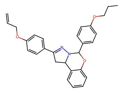 2-[4-(prop-2-en-1-yloxy)phenyl]-5-(4-propoxyphenyl)-1,10b-dihydropyrazolo[1,5-c][1,3]benzoxazine structure