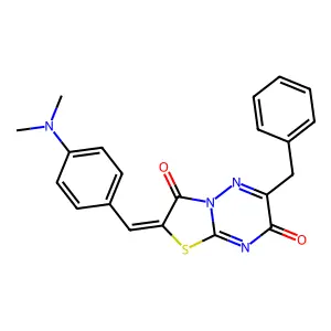 (2E)-6-benzyl-2-[4-(dimethylamino)benzylidene]-7H-[1,3]thiazolo[3,2-b][1,2,4]triazine-3,7(2H)-dione structure