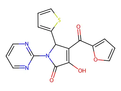 4-(2-Furylcarbonyl)-3-hydroxy-1-pyrimidin-2-yl-5-(2-thienyl)-3-pyrrolin-2-one structure