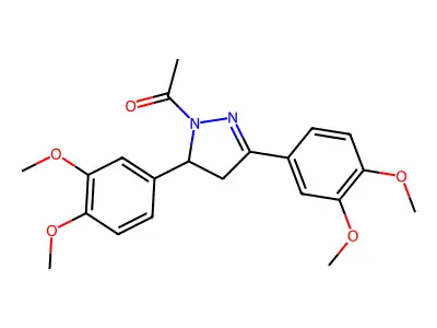 1-(3,5-bis(3,4-dimethoxyphenyl)-4,5-dihydro-1H-pyrazol-1-yl)ethanone structure