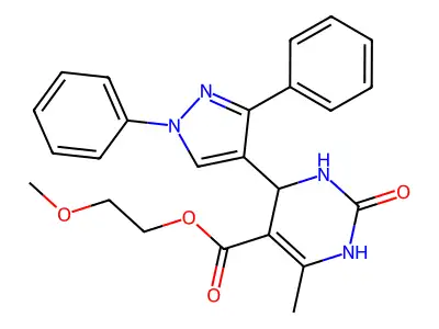 2-methoxyethyl 4-(1,3-diphenyl-1H-pyrazol-4-yl)-6-methyl-2-oxo-1,2,3,4-tetrahydropyrimidine-5-carboxylate structure