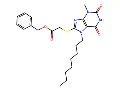 Benzyl 2-(3-methyl-7-octyl-2,6-dioxopurin-8-yl)sulfanylacetate structure