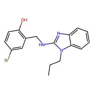 4-bromo-2-{[(1-propyl-1H-benzimidazol-2-yl)amino]methyl}phenol structure