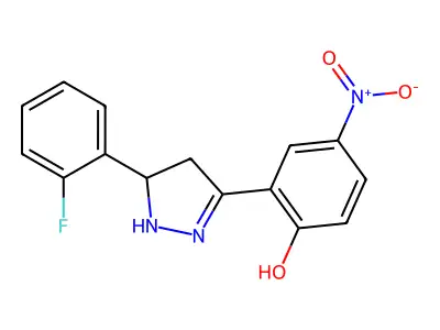 6-[5-(2-Fluorophenyl)-3-pyrazolidinylidene]-4-nitro-1-cyclohexa-2,4-dienone structure