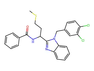 N-{1-[1-(3,4-dichlorobenzyl)-1H-benzimidazol-2-yl]-3-(methylsulfanyl)propyl}benzamide structure