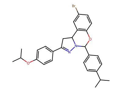 9-bromo-2-[4-(propan-2-yloxy)phenyl]-5-[4-(propan-2-yl)phenyl]-1,10b-dihydropyrazolo[1,5-c][1,3]benzoxazine structure