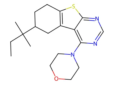 6-(2-methylbutan-2-yl)-4-(morpholin-4-yl)-5,6,7,8-tetrahydro[1]benzothieno[2,3-d]pyrimidine structure
