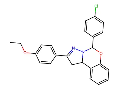 5-(4-chlorophenyl)-2-(4-ethoxyphenyl)-1,10b-dihydropyrazolo[1,5-c][1,3]benzoxazine structure