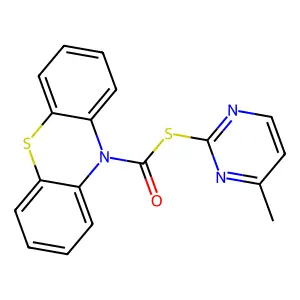 S-(4-methylpyrimidin-2-yl) 10H-phenothiazine-10-carbothioate structure