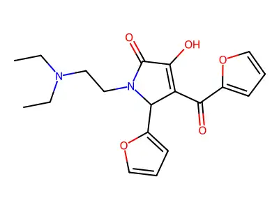 1-[2-(diethylamino)ethyl]-5-(furan-2-yl)-4-(furan-2-ylcarbonyl)-3-hydroxy-1,5-dihydro-2H-pyrrol-2-one structure