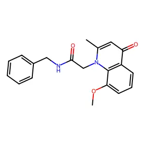 N-benzyl-2-(8-methoxy-2-methyl-4-oxoquinolin-1-yl)acetamide structure