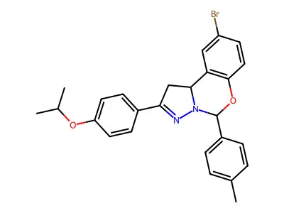 9-bromo-5-(4-methylphenyl)-2-[4-(propan-2-yloxy)phenyl]-1,10b-dihydropyrazolo[1,5-c][1,3]benzoxazine structure
