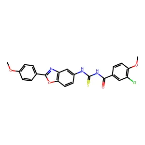 3-chloro-4-methoxy-N-[[2-(4-methoxyphenyl)-1,3-benzoxazol-5-yl]carbamothioyl]benzamide structure