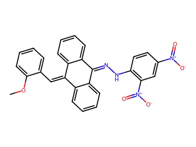 (E)-1-(2,4-dinitrophenyl)-2-((E)-10-(2-methoxybenzylidene)anthracen-9(10H)-ylidene)hydrazine structure