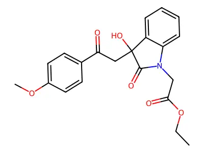 Ethyl 2-[3-hydroxy-3-[2-(4-methoxyphenyl)-2-oxoethyl]-2-oxoindol-1-yl]acetate structure