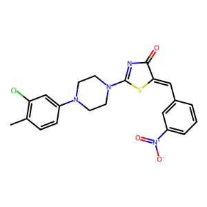 (5E)-2-[4-(3-chloro-4-methylphenyl)piperazin-1-yl]-5-[(3-nitrophenyl)methylidene]-1,3-thiazol-4-one structure
