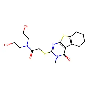 N,N-bis(2-hydroxyethyl)-2-[(3-methyl-4-oxo-3,4,5,6,7,8-hexahydro[1]benzothieno[2,3-d]pyrimidin-2-yl)sulfanyl]acetamide structure