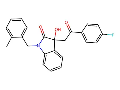 3-[2-(4-fluorophenyl)-2-oxoethyl]-3-hydroxy-1-(2-methylbenzyl)-1,3-dihydro-2H-indol-2-one structure